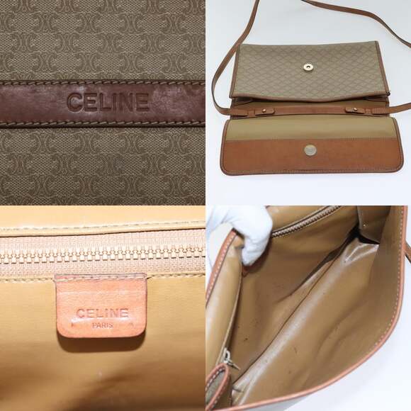 CELINE Macadam Canvas Shoulder Bag Beige - Picture 11 of 12
